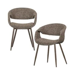 Yossi Eetkamerstoel bruin met metalen poot koper