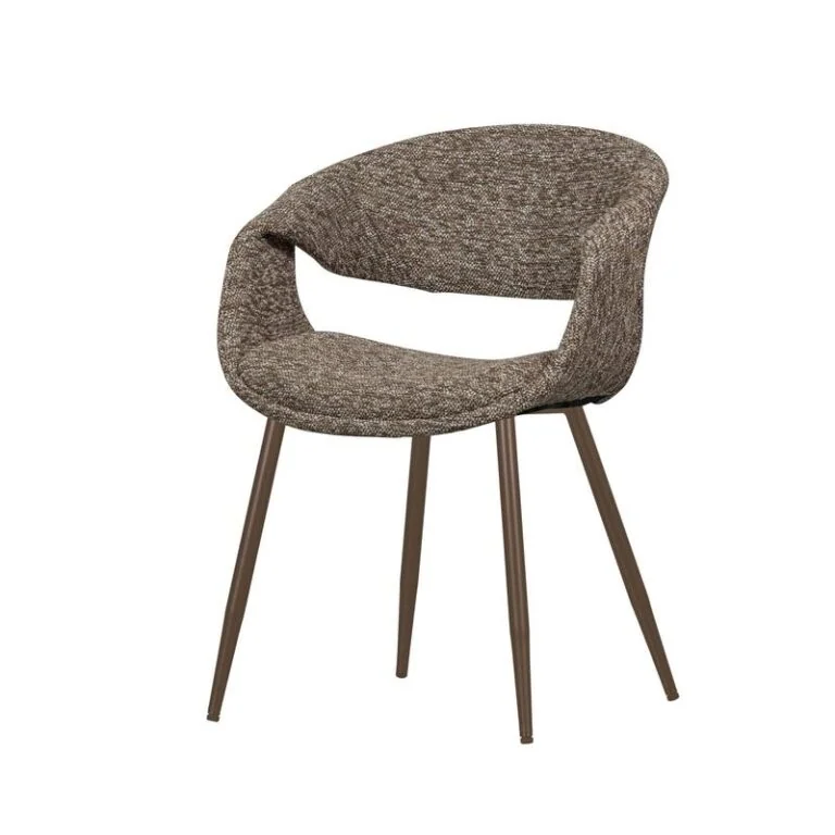 Yossi Eetkamerstoel bruin met metalen poot koper