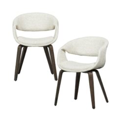 Yossi Eetkamerstoel naturel met houten poot donkerbruin