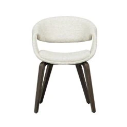 Yossi Eetkamerstoel naturel met houten poot donkerbruin