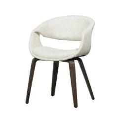 Yossi Eetkamerstoel naturel met houten poot donkerbruin