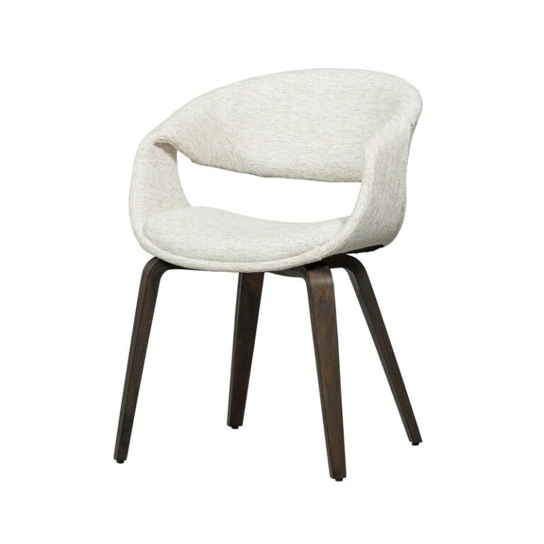 Yossi Eetkamerstoel naturel met houten poot donkerbruin