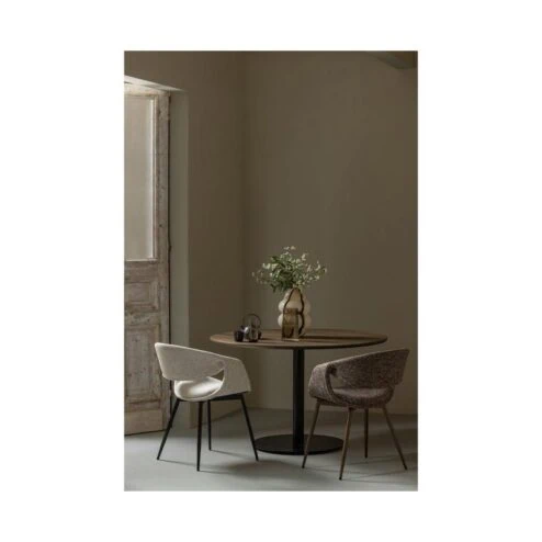 Yossi Eetkamerstoel naturel met metalen poot zwart