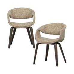 Yossi Eetkamerstoel zand met houten poot donkerbruin