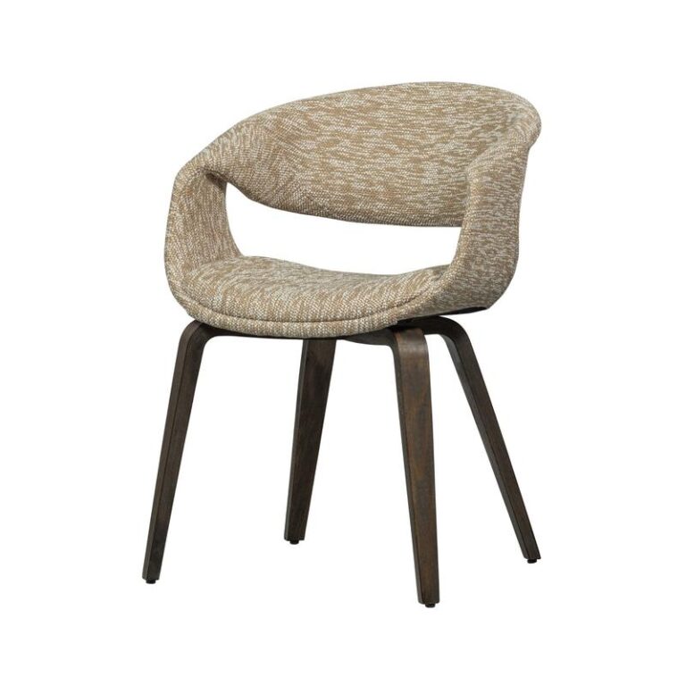 Yossi Eetkamerstoel zand met houten poot donkerbruin