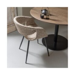 Yossi Eetkamerstoel zand met metalen poot zwart