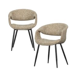 Yossi Eetkamerstoel zand met metalen poot zwart