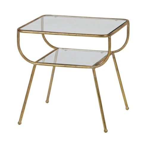 Amazing Bijzettafel metaal/glas messing 47cm