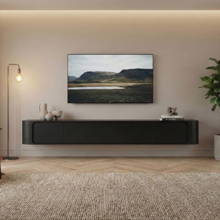 Amy Tv meubel Zwart mangohout 235 cm