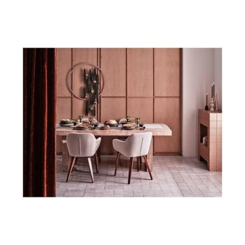 Base Eetkamerstoel velvet melange zand