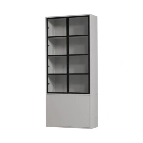 Basic Vitrinekast 4-deurs grenen grijs 101cm