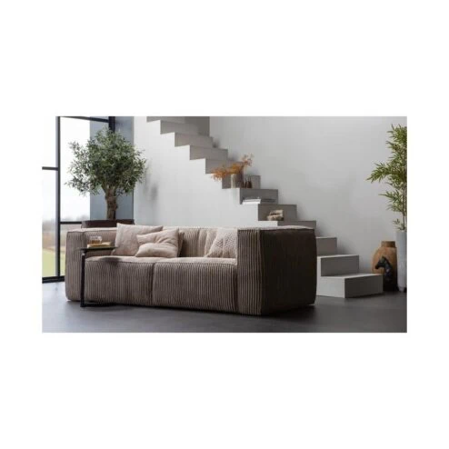 5-zits bank ribstof taupe travertin 242cm