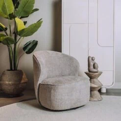 Belvi Fauteuil Beige draaibaar