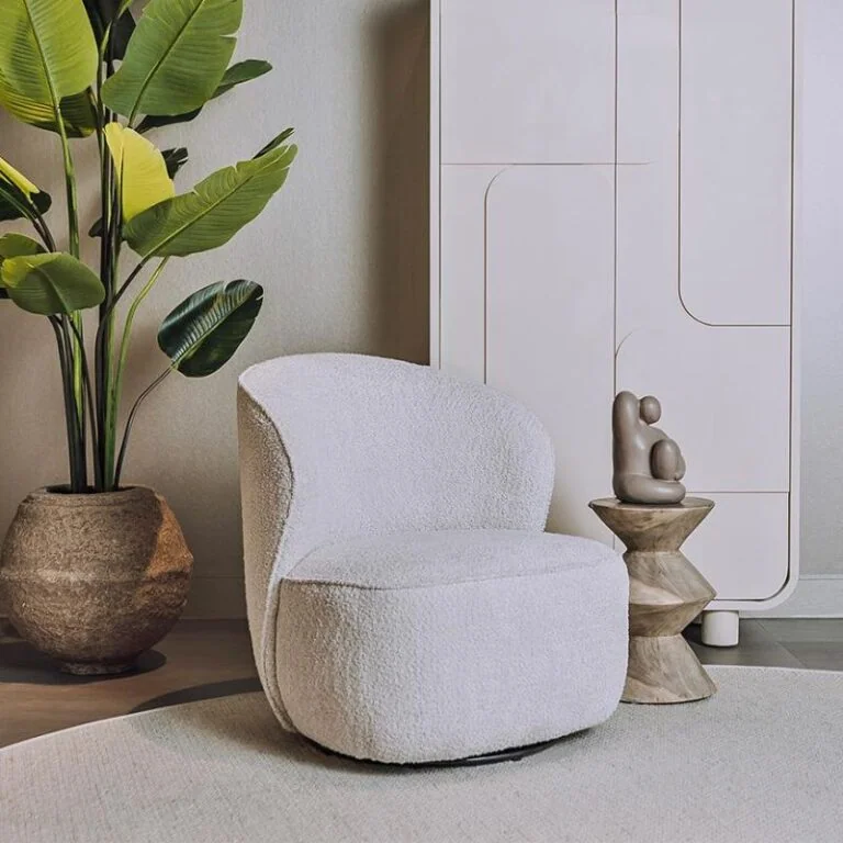 Belvi Fauteuil Crème draaibaar