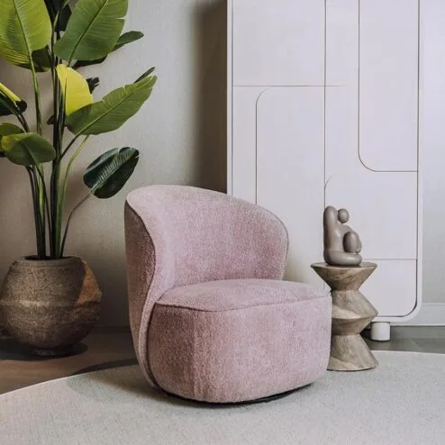 Belvi Fauteuil Oud roze draaibaar