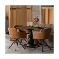 Blanco ronde Eettafel mangohout zwart 120cm