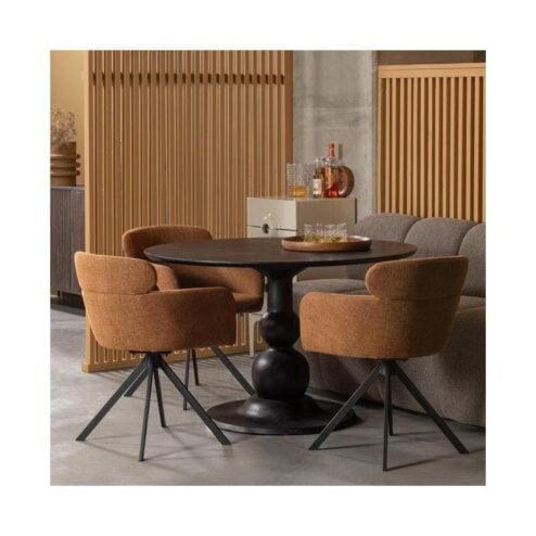 Blanco ronde Eettafel mangohout zwart 120cm