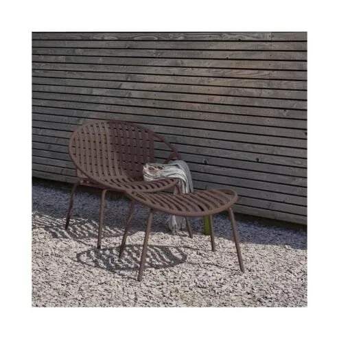 Bruce Tuin loungestoel met hocker paars/bruin