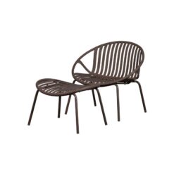 Bruce Tuin loungestoel met hocker paars/bruin