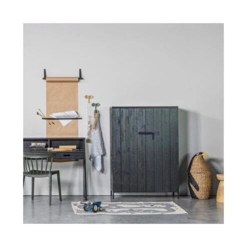 Bruut 2-deurs Wandkast grenen zwart 100cm