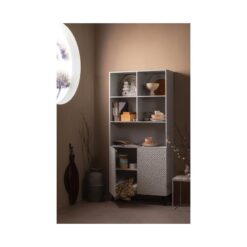 Carved Organic 2-deurs opbergkast mangohout grijs 90cm