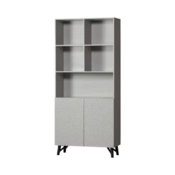 Carved Organic 2-deurs opbergkast mangohout grijs 90cm