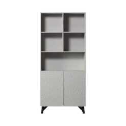 Carved Organic 2-deurs opbergkast mangohout grijs 90cm