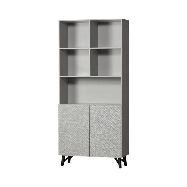 Carved Organic 2-deurs opbergkast mangohout grijs 90cm