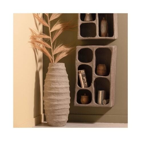 Clay Wandkastje papier maché grijs