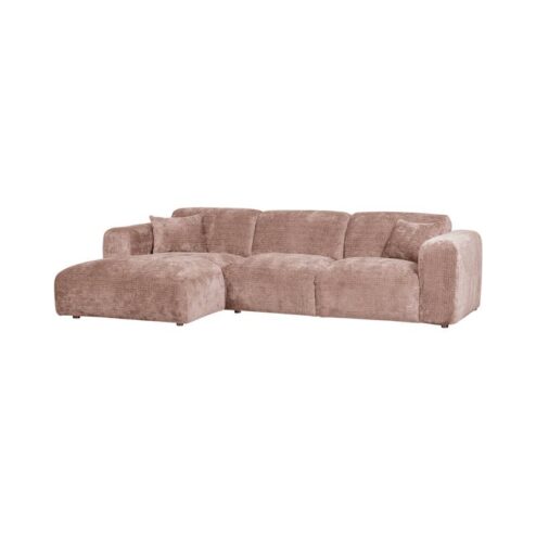 Cloud Chaise longue bank links chenille taupe/roze