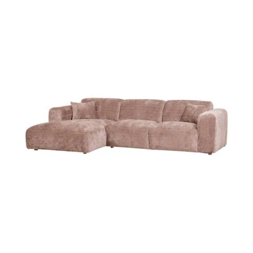 Cloud Chaise longue bank links chenille taupe/roze