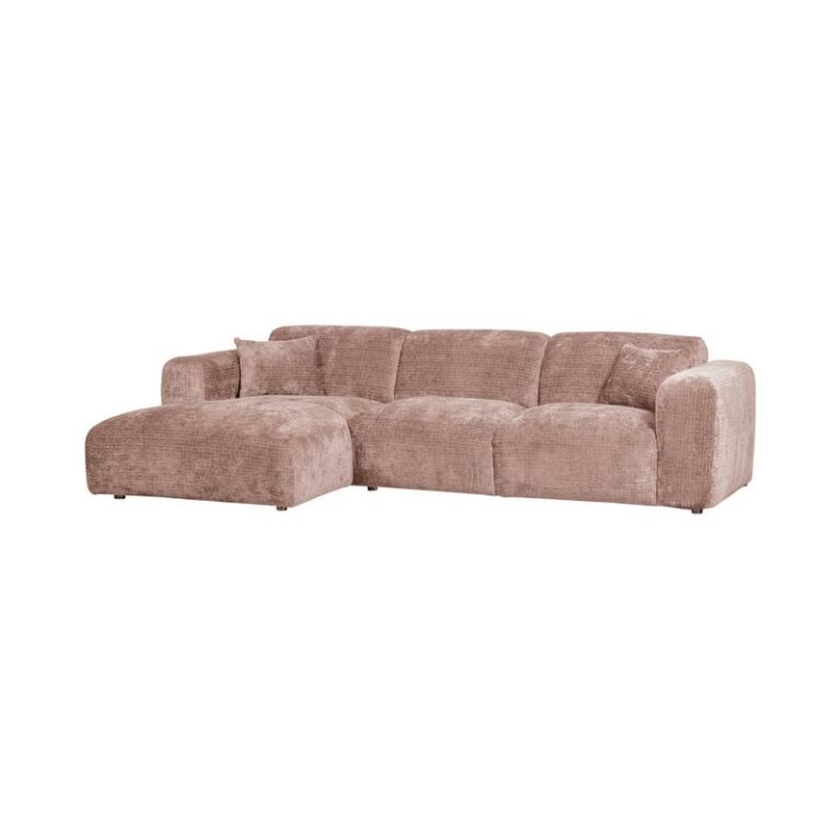 Cloud Chaise longue bank links chenille taupe/roze