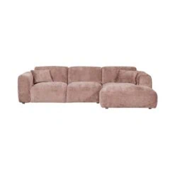 Cloud Chaise longue bank rechts chenille taupe/roze