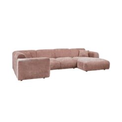 Cloud Hoekbank links geweven chenille taupe/roze
