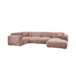 Cloud Hoekbank links geweven chenille taupe/roze