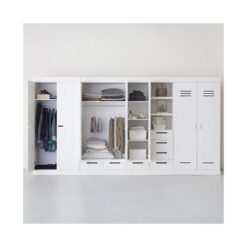 Connect 3-deurs Kledingkast met lade wit
