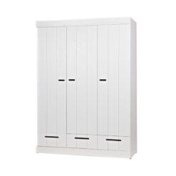 Connect 3-deurs Kledingkast met lade wit