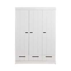 Connect 3-deurs Kledingkast met lade wit