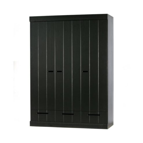 Connect 3-deurs Kledingkast met lade zwart