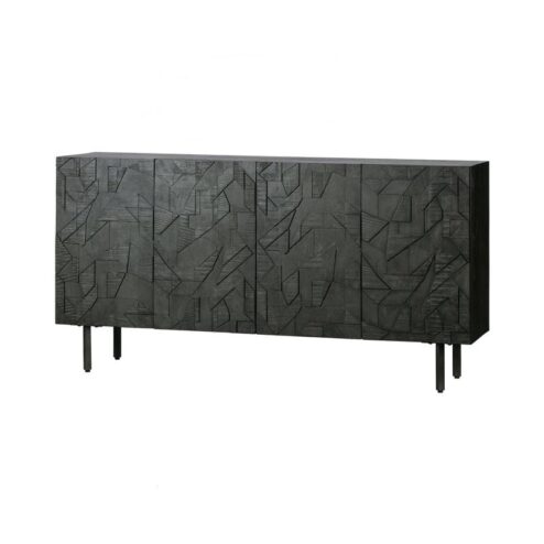 Counter Dressoir hout/metaal zwart 160cm