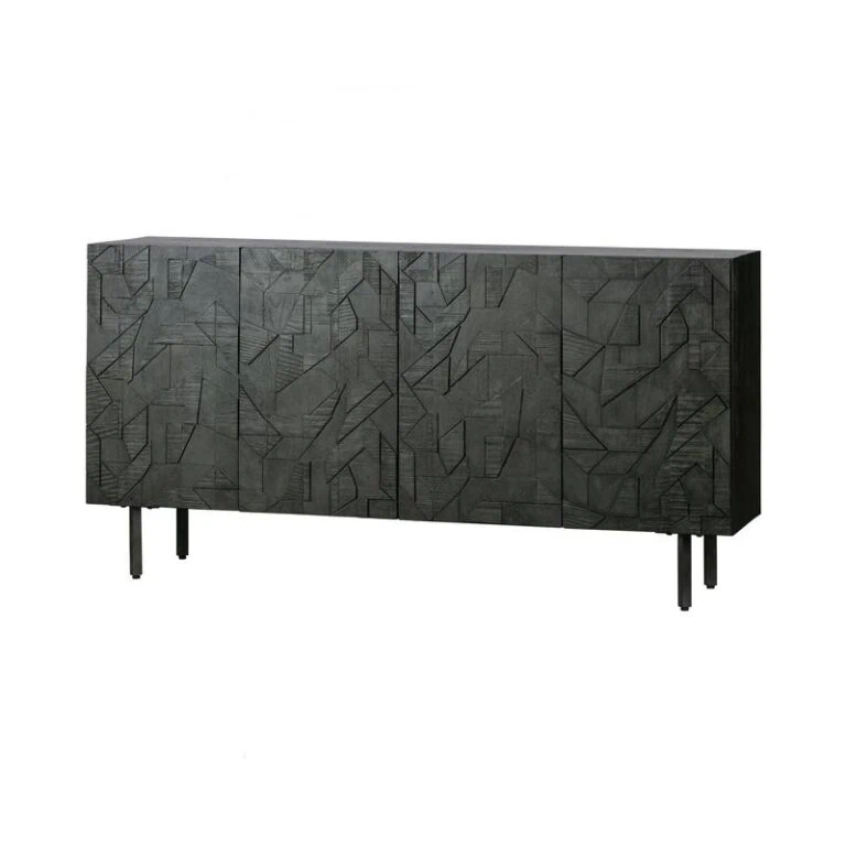 Counter Dressoir hout/metaal zwart 160cm