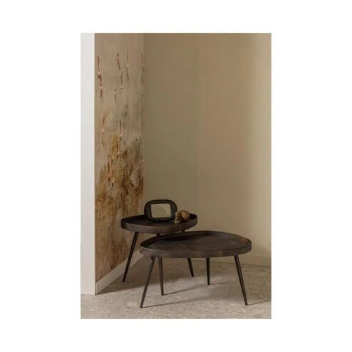 Crude Bijzettafel brons set van 2