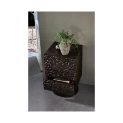 Crumble Carved Nachtkastje mangohout donkerbruin 40cm