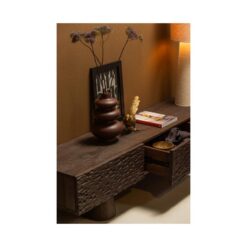 Crumble Carved Tv-meubel mangohout donkerbruin 180cm