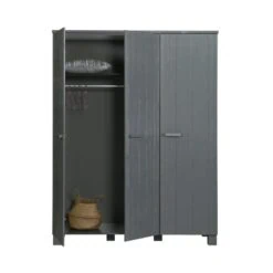 Dennis 3-deurs Kledingkast grenen grijs steel 158cm