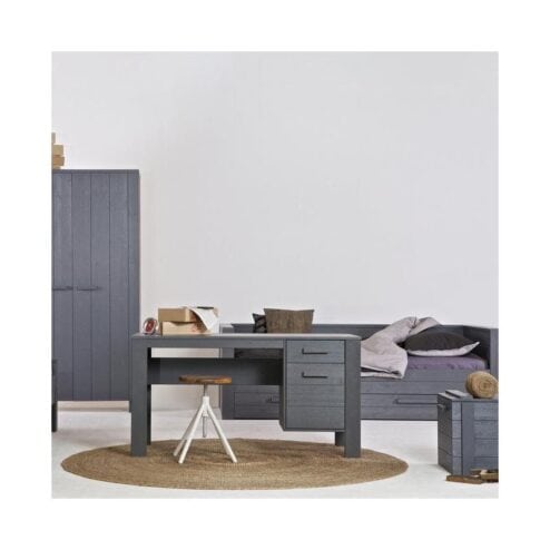 Dennis Bureau grenen grijs steel 141cm