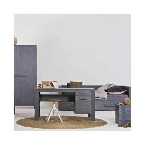 Dennis Kledingkast grenen grijs steel 111cm