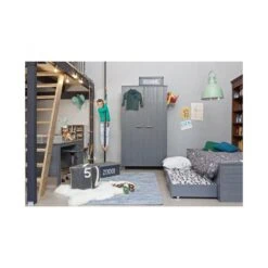 Dennis Kledingkast grenen grijs steel 111cm