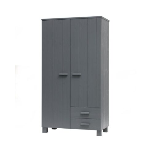 Dennis Kledingkast met laden grenen grijs steel 111cm