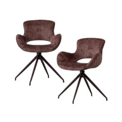 Eliva Eetkamerstoel structure velvet paars set van 2